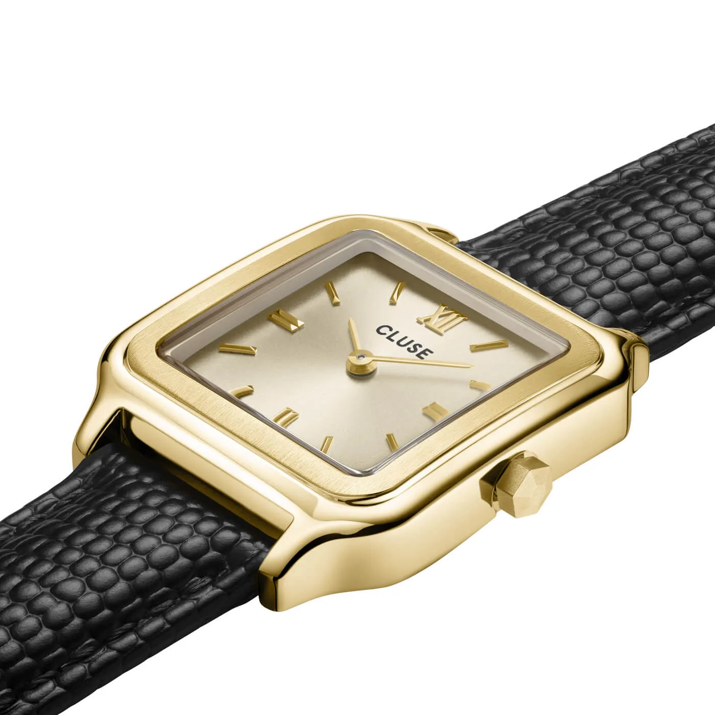 Cluse Gracieuse Gold Black Leather Strap Watch