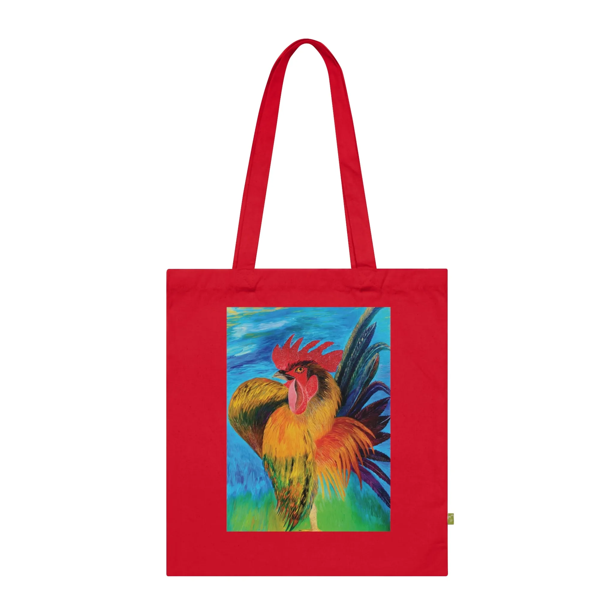 Colorful Rooster Organic Cotton Tote Bag