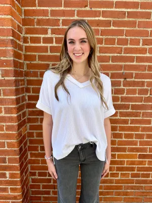 Common Sense Ribbed Top: White