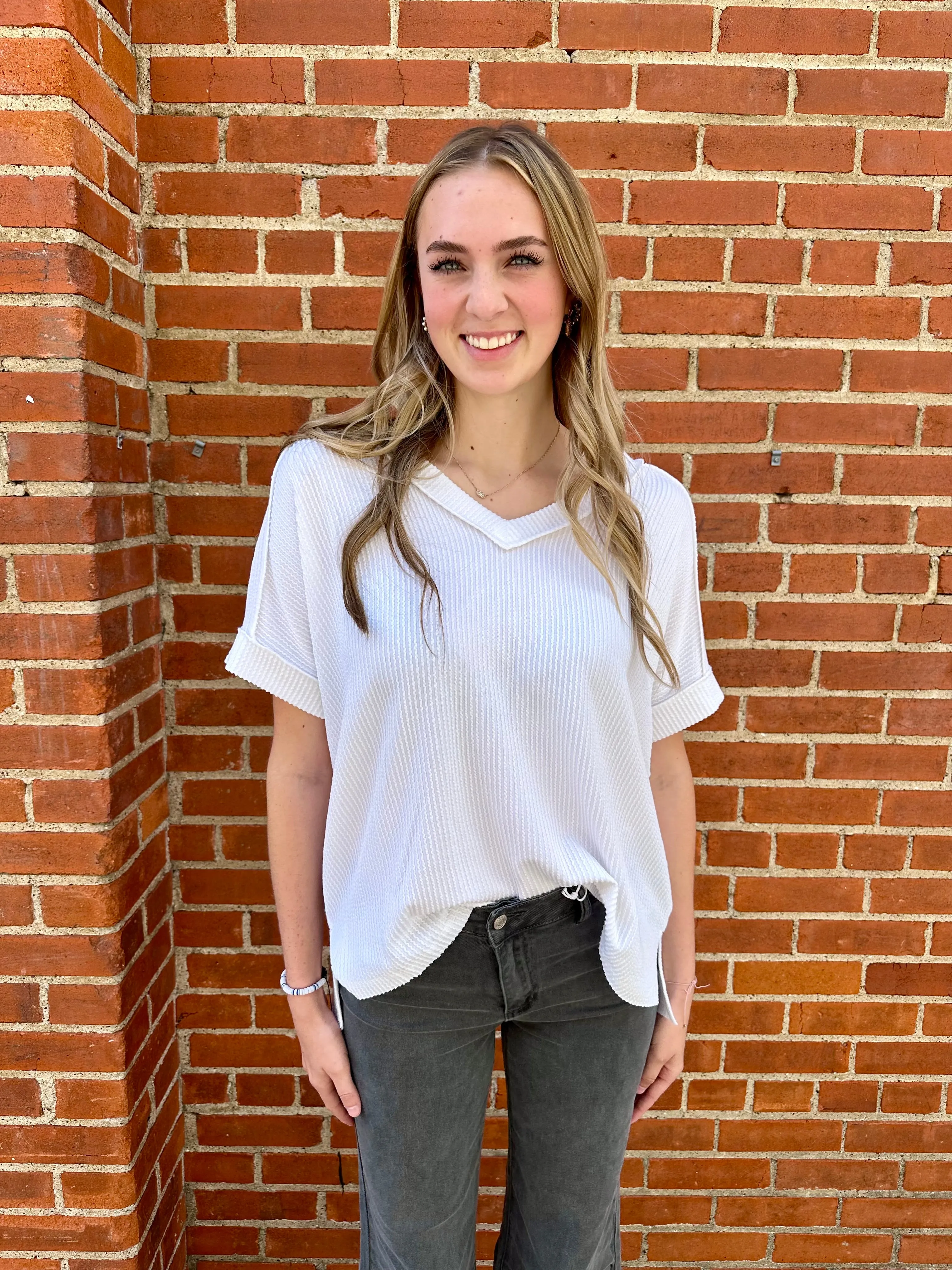 Common Sense Ribbed Top: White