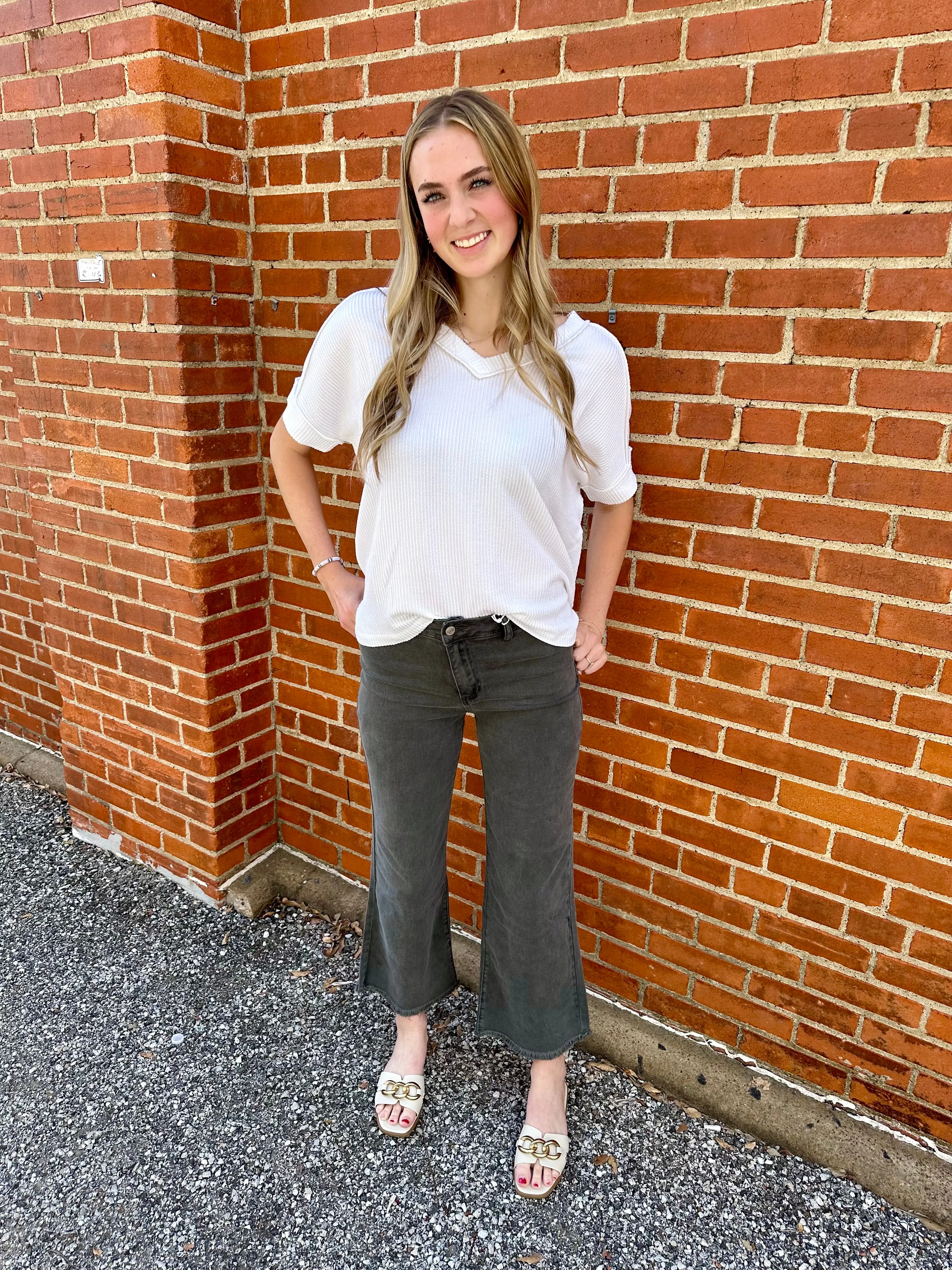 Common Sense Ribbed Top: White