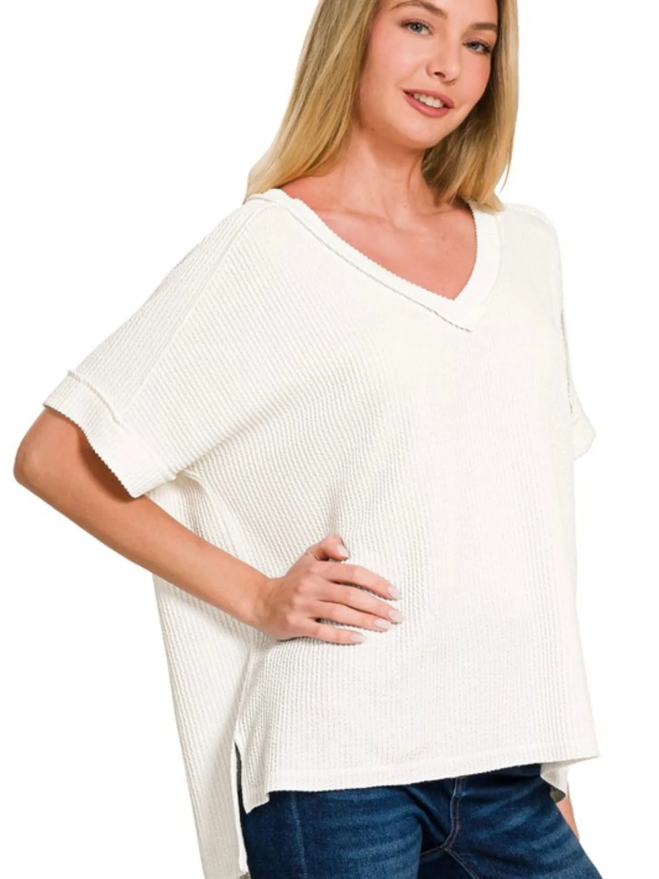 Common Sense Ribbed Top: White