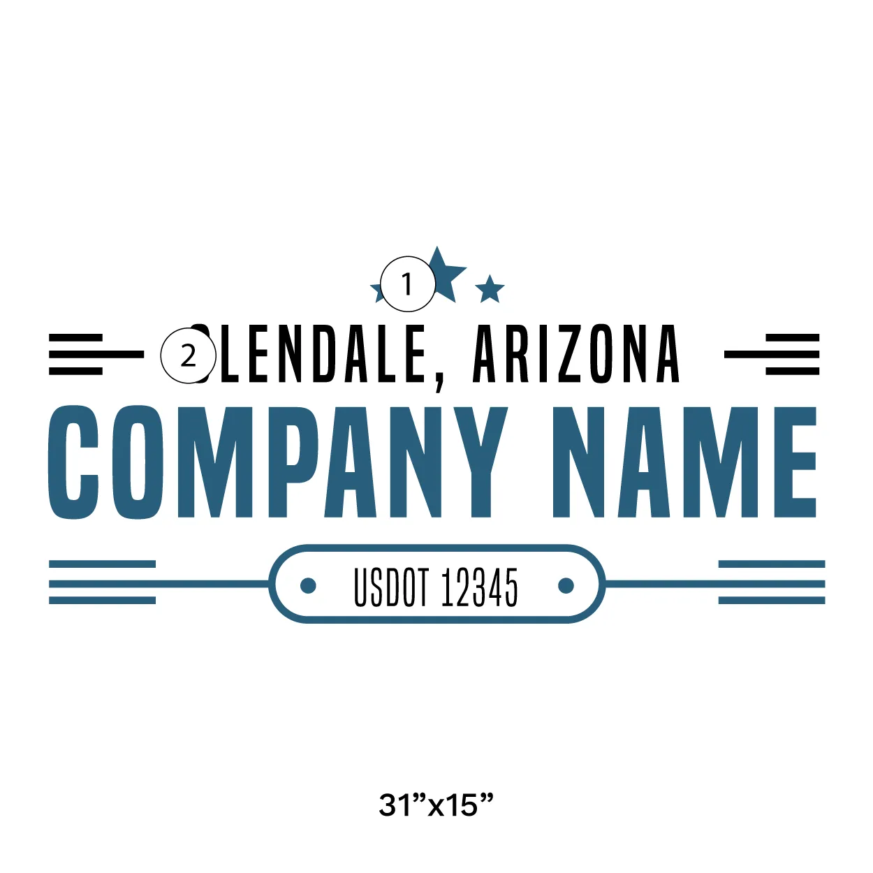 Company Name Truck Door Decal (USDOT), 2 Pack