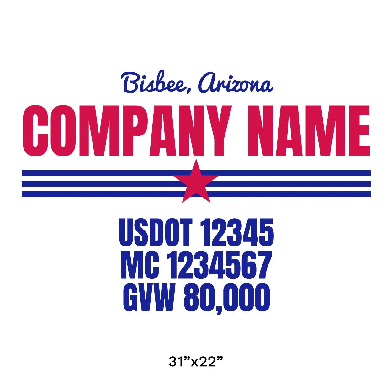 Company Name Truck Door Decal (USDOT), 2 Pack