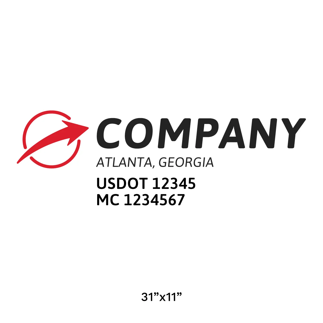 Company Name Truck Door Decal (USDOT), 2 Pack