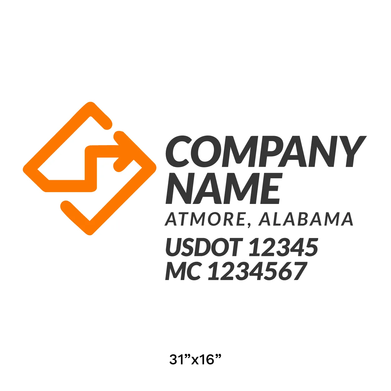Company Name Truck Door Decal (USDOT), 2 Pack