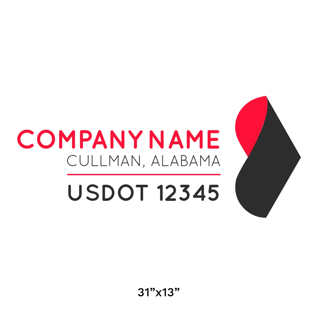 Company Name Truck Door Decal (USDOT), 2 Pack