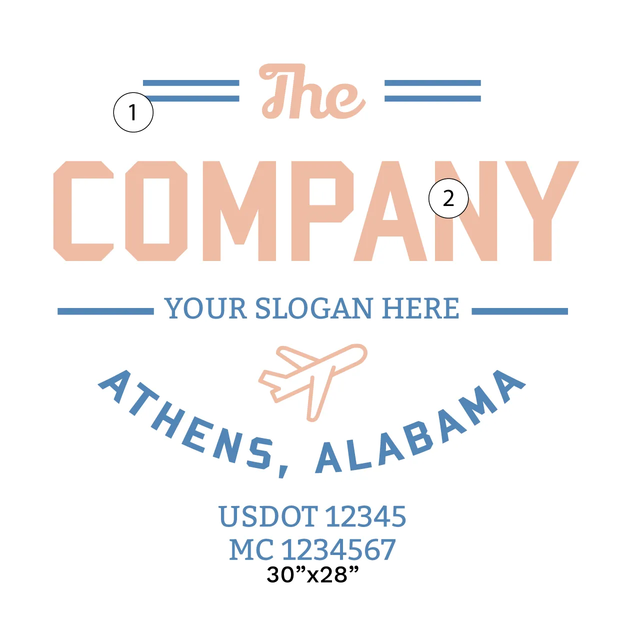 Company Name Truck Door Decal (USDOT), 2 Pack