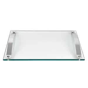 Contempo Rectangular Glass Serving Tray with Chrome Handles