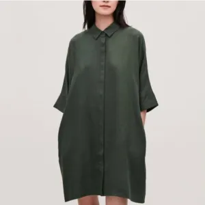 COS oversized shirt dress small lyocell boxy draped