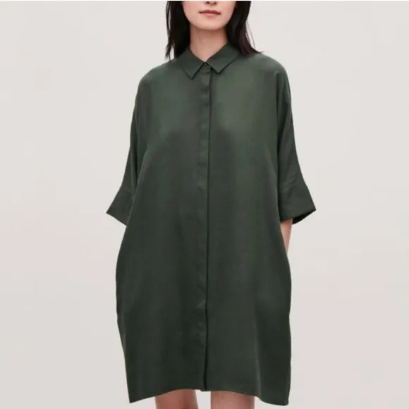 COS oversized shirt dress small lyocell boxy draped