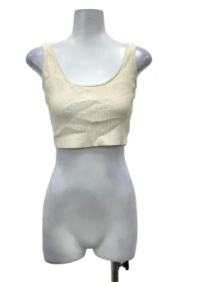 Cream Ribbed Cropped Tank Top OSN