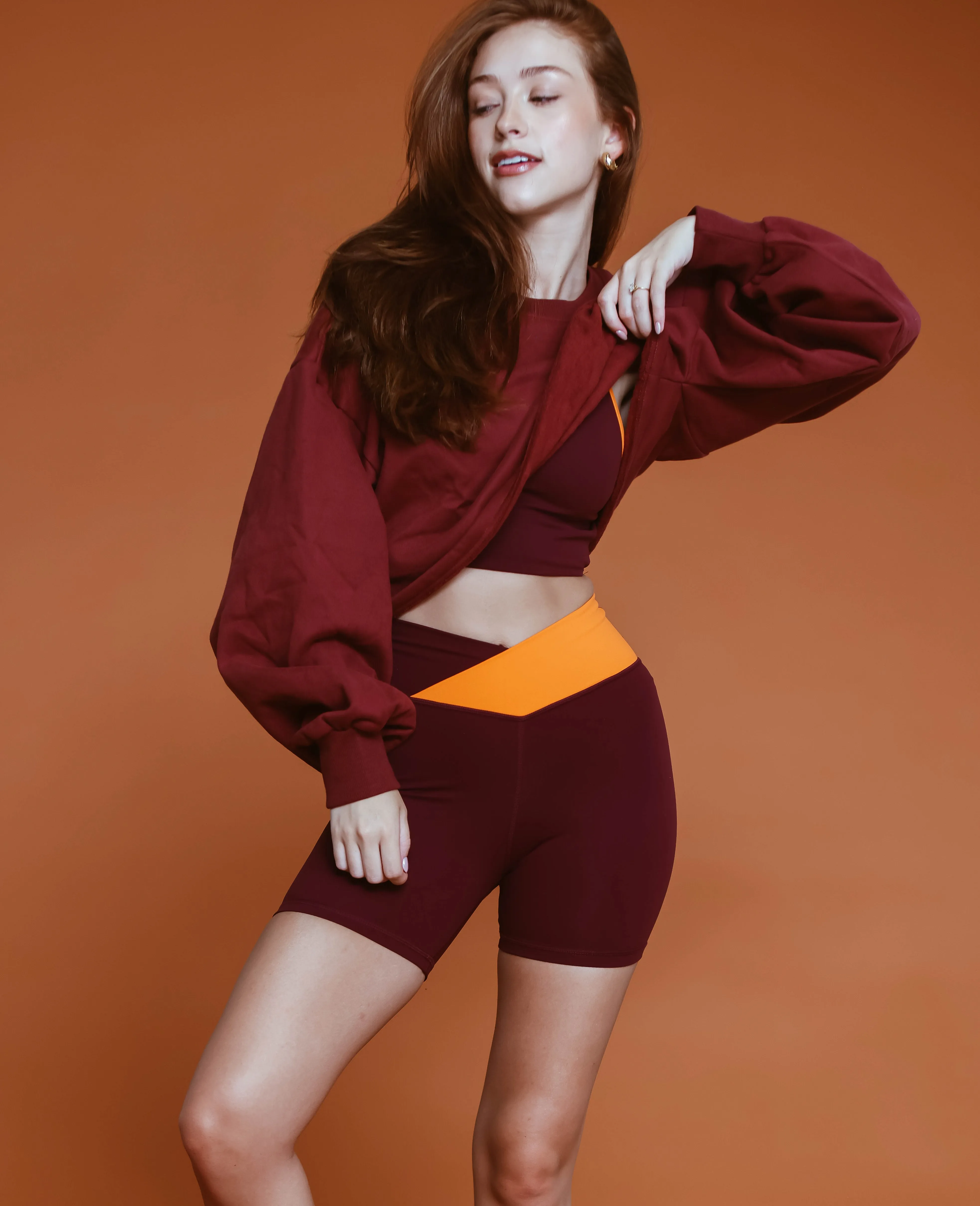 Cropped Fleece Sweatshirt - Windsor Wine