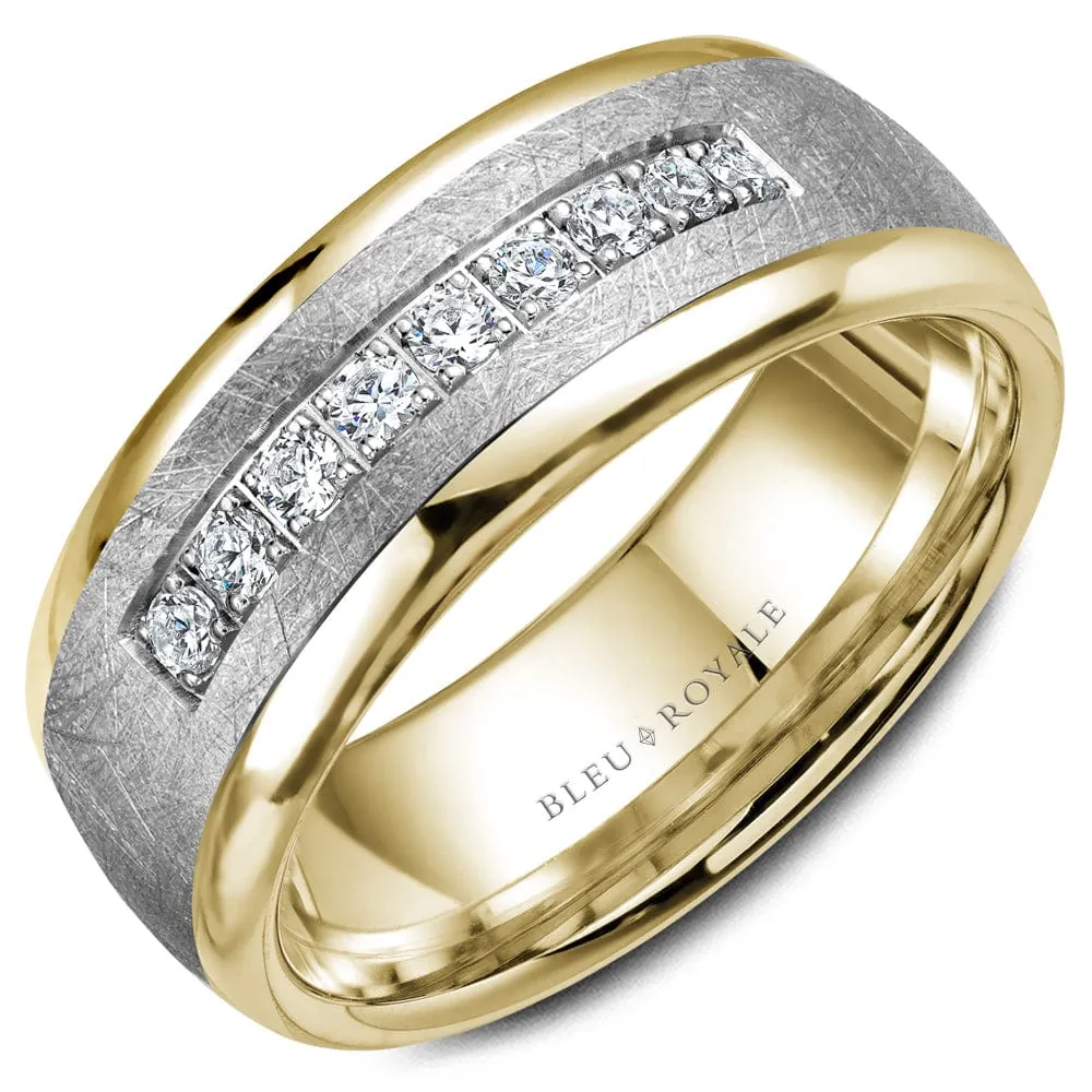 Crown Ring Two-Tone and Diamond Blue Royal Wedding Band