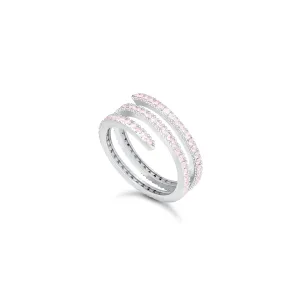 Cubic Zirconia Spiral Ring - Silver Light Pink