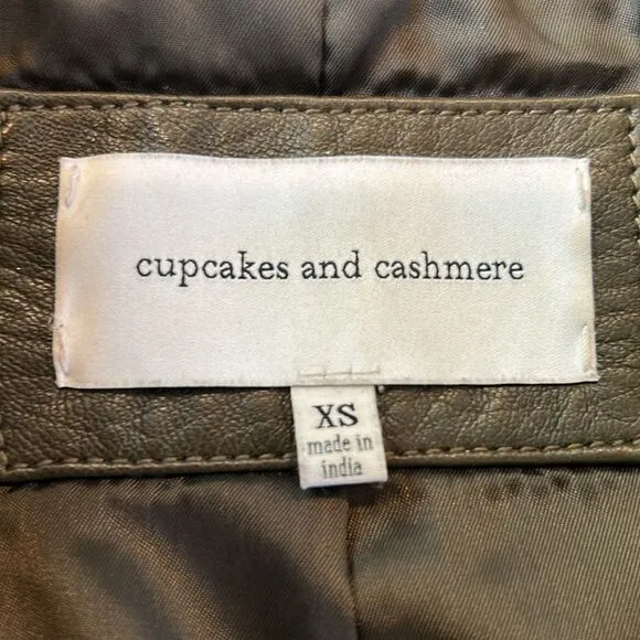 Cupcakes and cashmere dark brown leather Moto jacket, size extra small