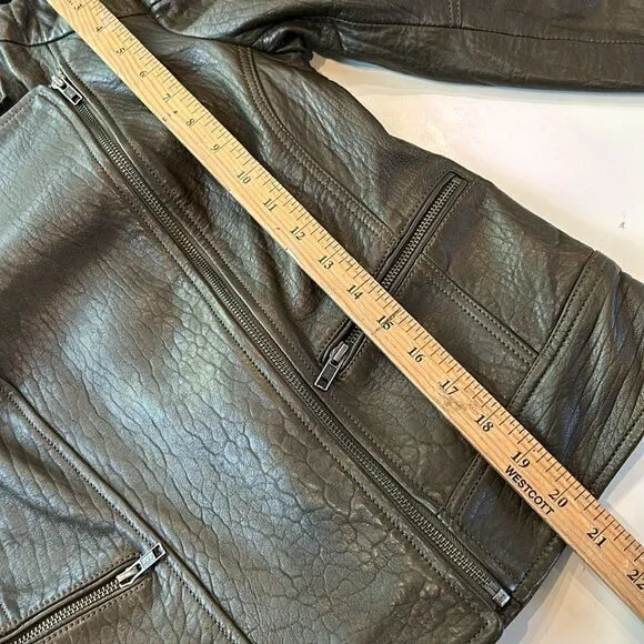 Cupcakes and cashmere dark brown leather Moto jacket, size extra small