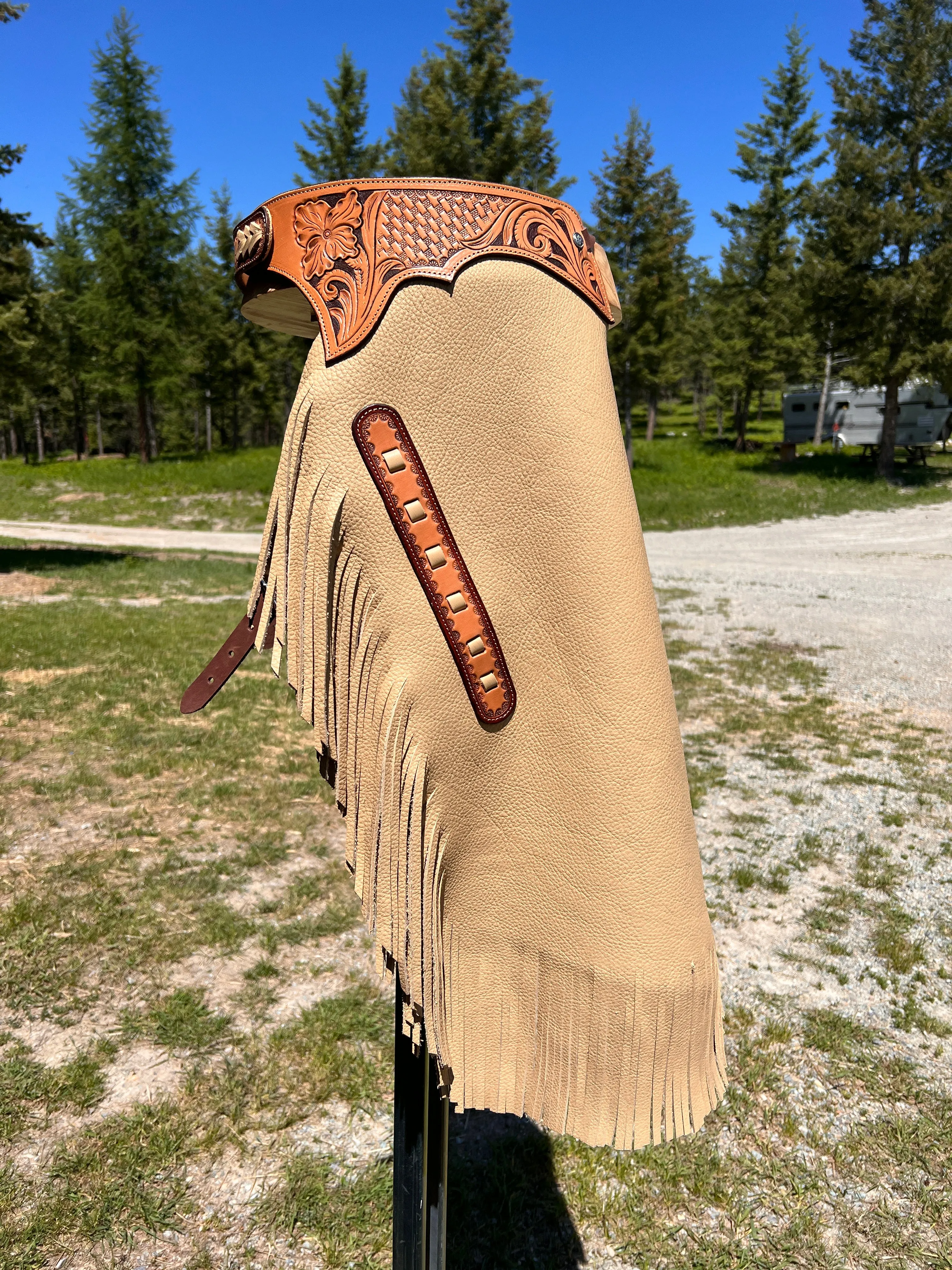 Custom Chinks Charmitas Chaps in Butter Leather