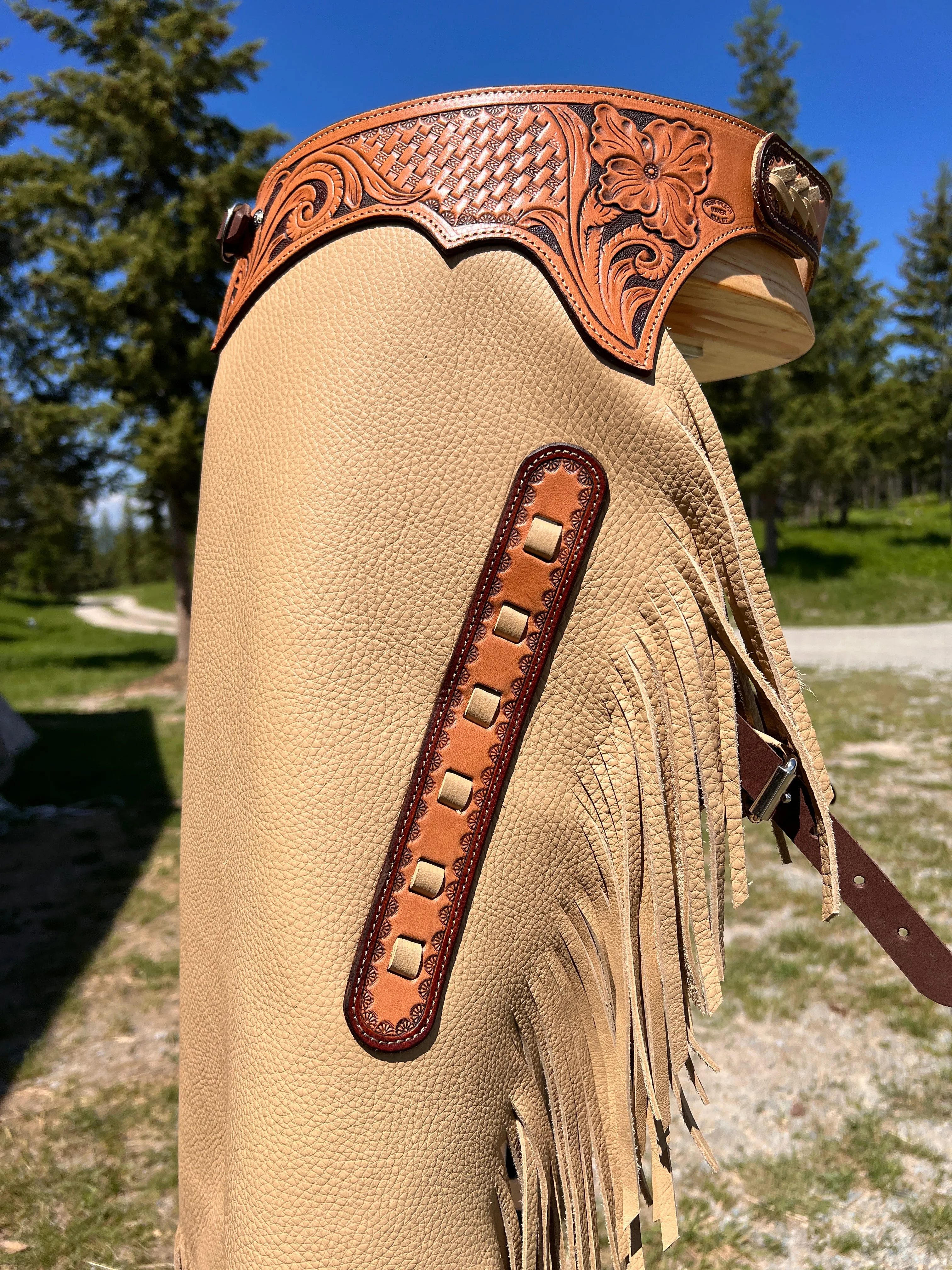 Custom Chinks Charmitas Chaps in Butter Leather