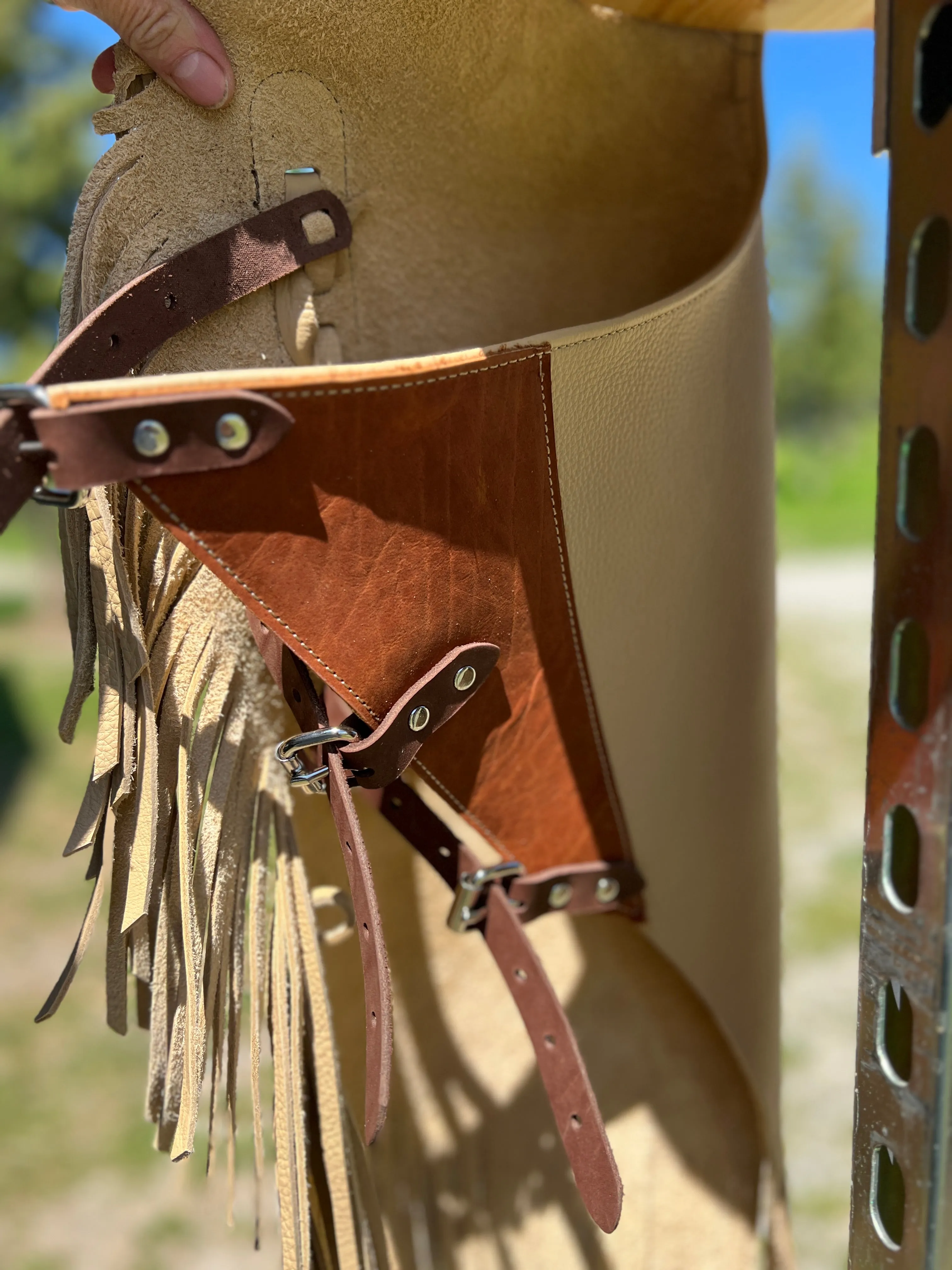 Custom Chinks Charmitas Chaps in Butter Leather