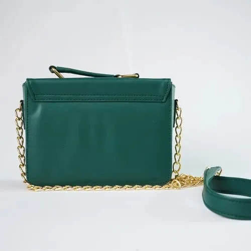 Customized Women's Buttoned Leather Bag   Mini Make up Kit - Green Black