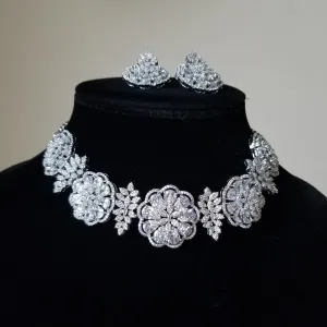 Cz Choker Necklace With Rhodium Plating GL49