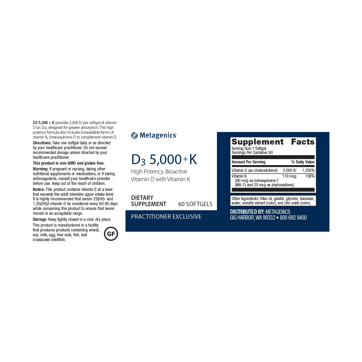 D3 5000   K <br>High Potency, Bioactive Vitamin D with Vitamin K