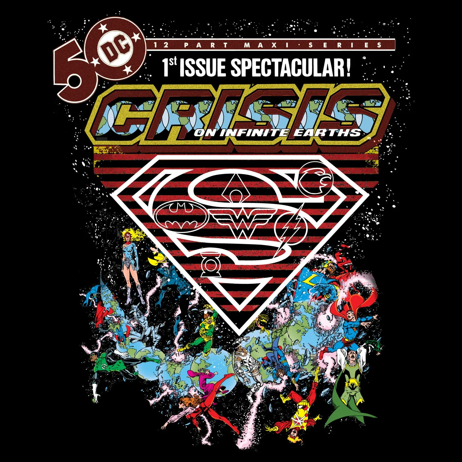 DC Comics Crisis Logo Justice League Official Women's T-shirt (Black)
