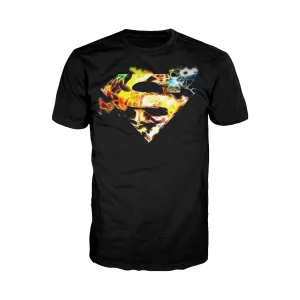 DC Comics Superman Logo Saturated Official Men's T-shirt (Black)