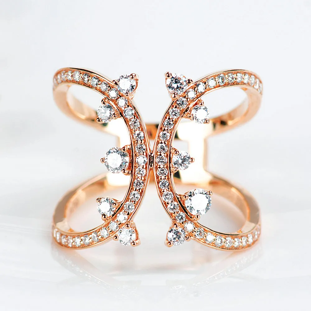 Diamond Double Curve Statement Ring