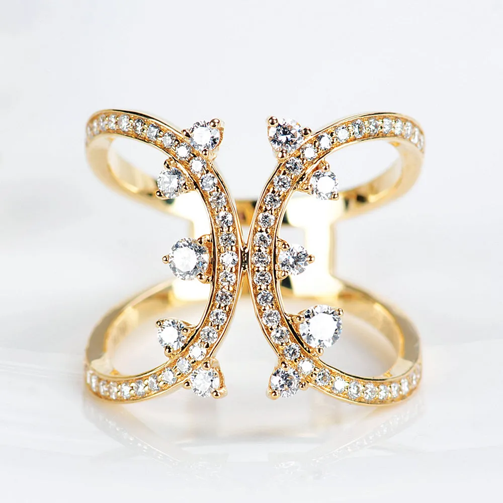 Diamond Double Curve Statement Ring