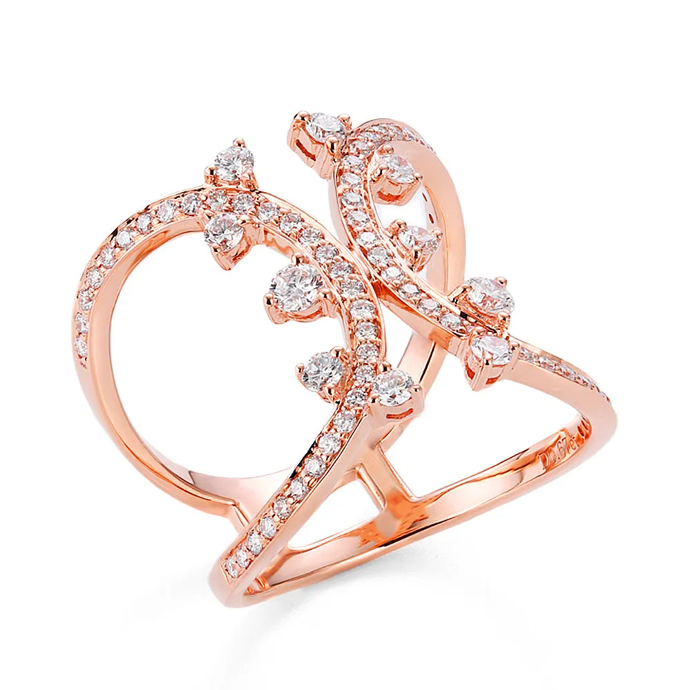 Diamond Double Curve Statement Ring