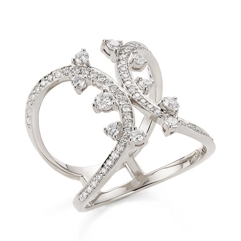 Diamond Double Curve Statement Ring