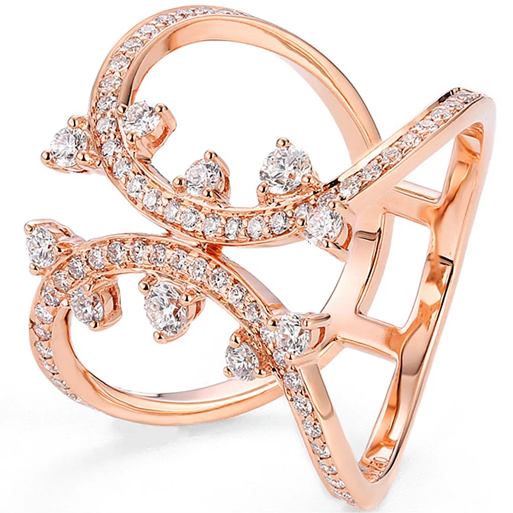 Diamond Double Curve Statement Ring