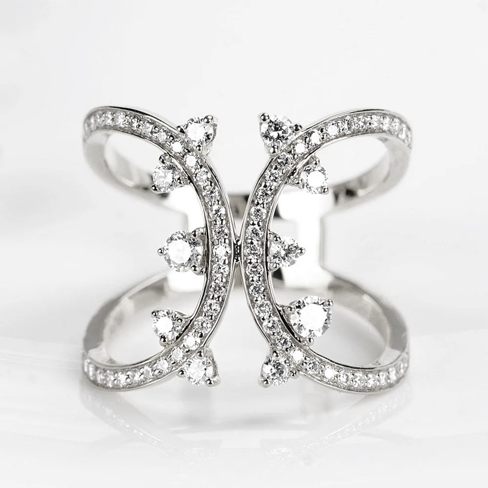 Diamond Double Curve Statement Ring
