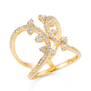 Diamond Double Curve Statement Ring