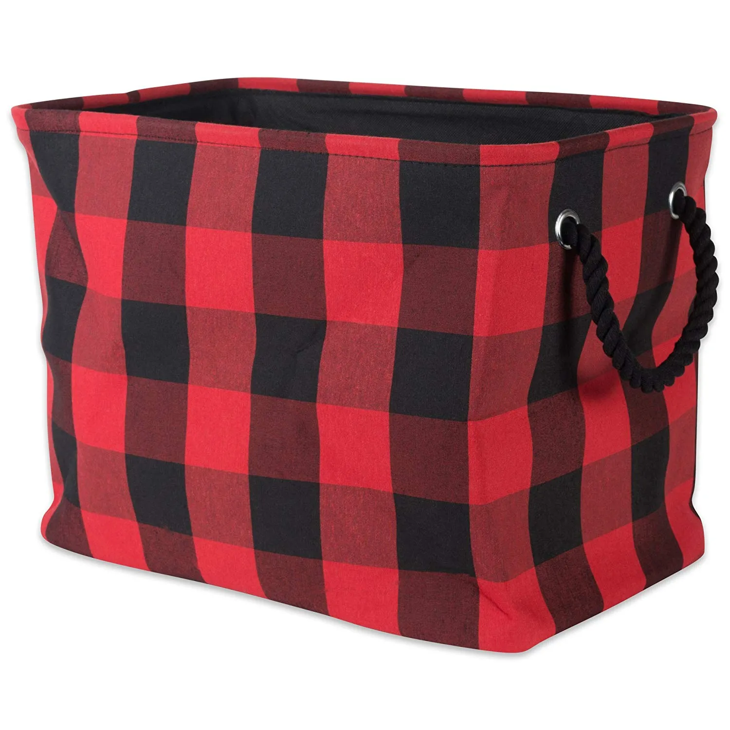 DII Polyester Storage Basket or Bin with Durable Cotton Handles, Home Organizer Solution for Office, Bedroom, Closet, Toys, Laundry, Medium, Red & Black