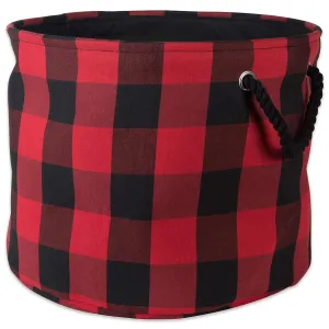 DII Polyester Storage Basket or Bin with Durable Cotton Handles, Home Organizer Solution for Office, Bedroom, Closet, Toys, Laundry, Medium Round, Red & Black
