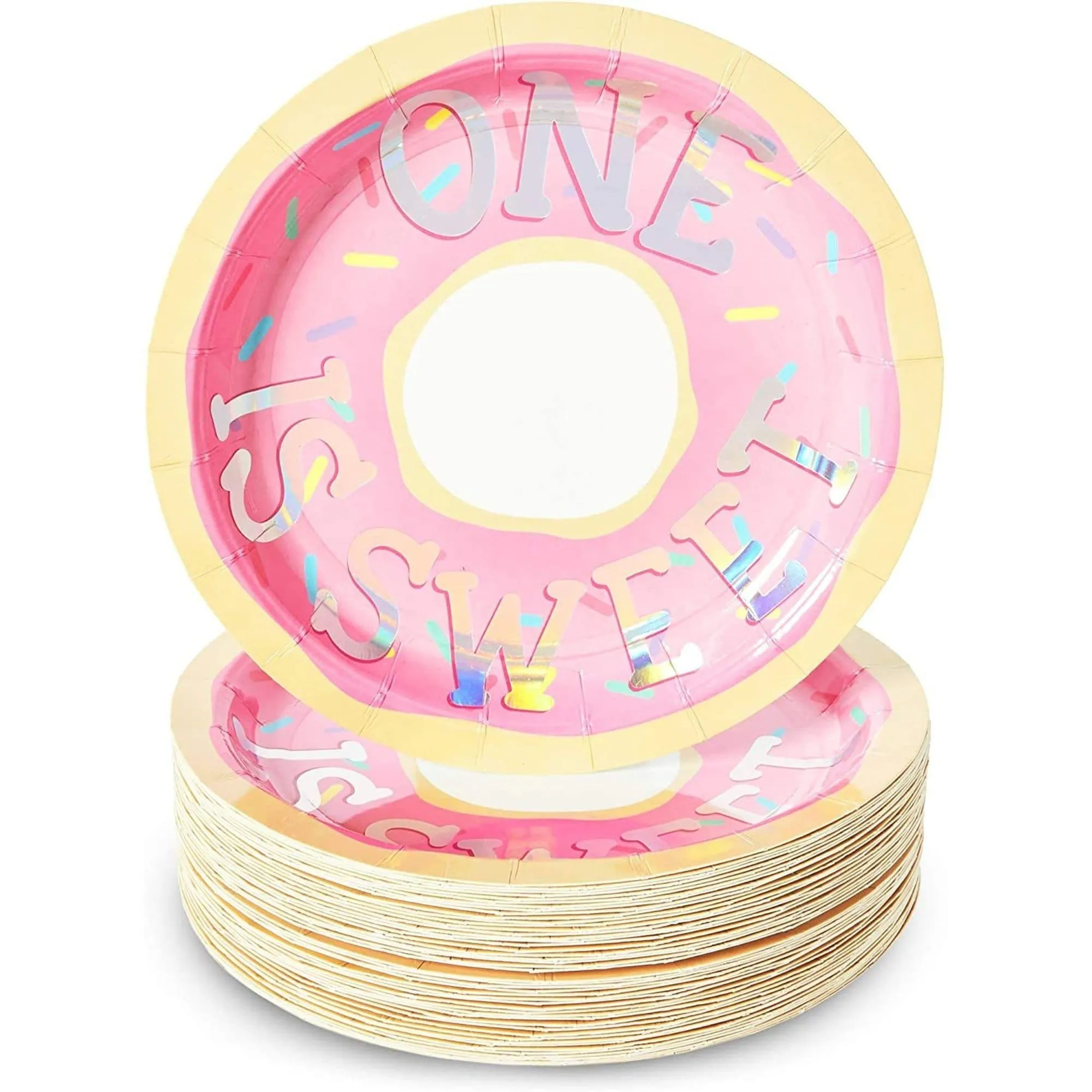 Donut Paper Plates For 1st irthday Party (7 In 48 Pack) Multi Color