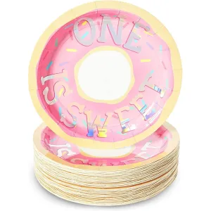 Donut Paper Plates For 1st irthday Party (7 In 48 Pack) Multi Color
