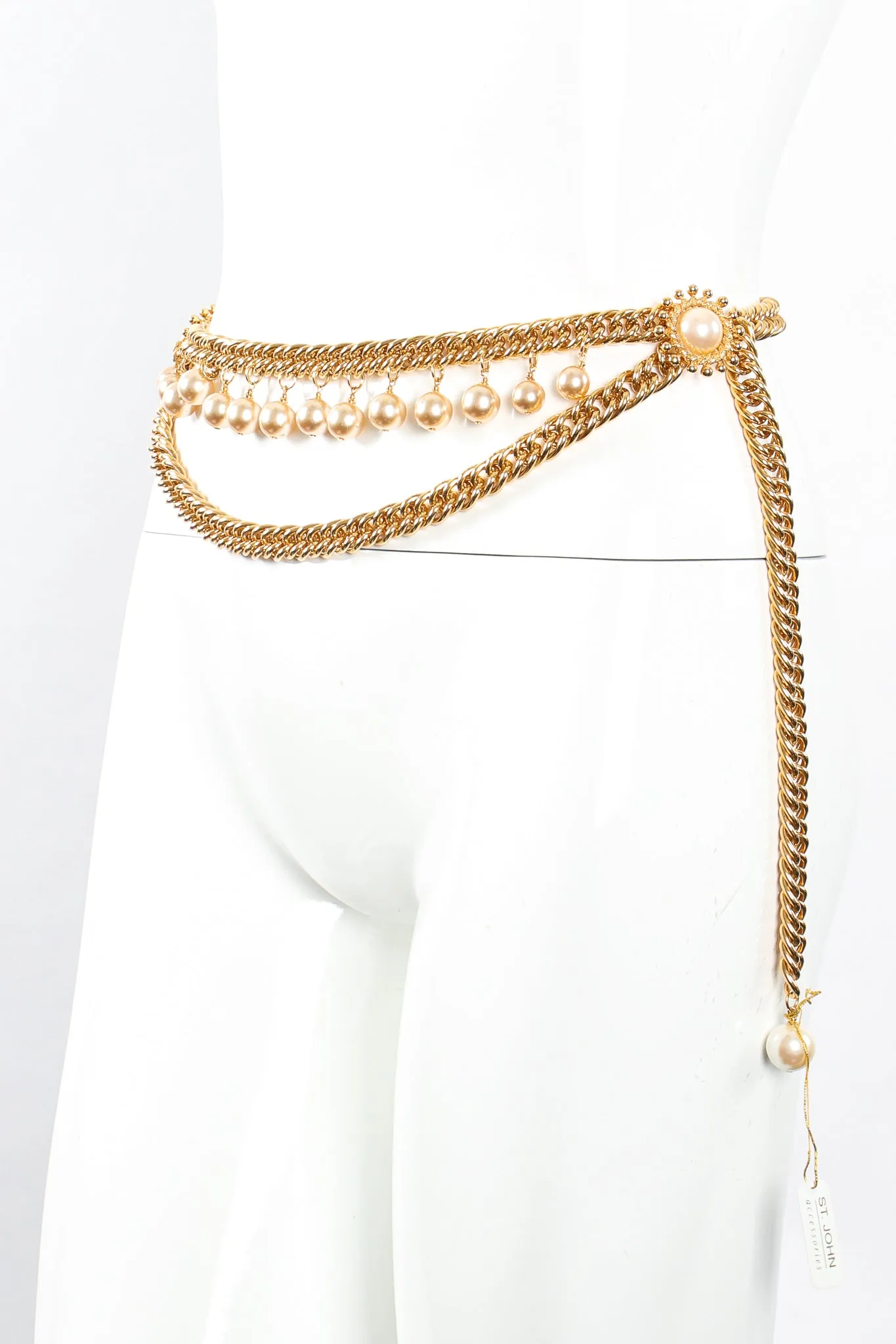Draped Pearl Fringe Chain Belt