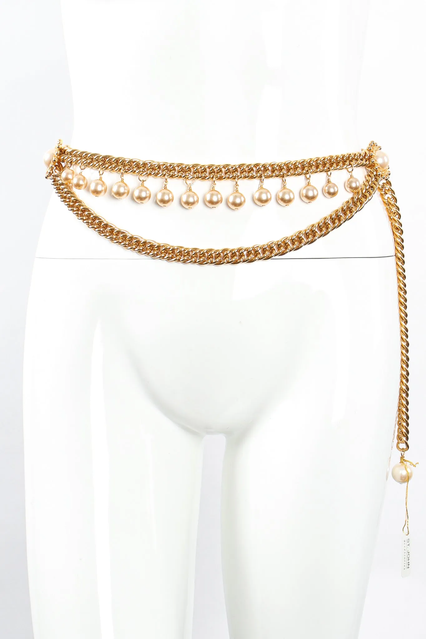 Draped Pearl Fringe Chain Belt