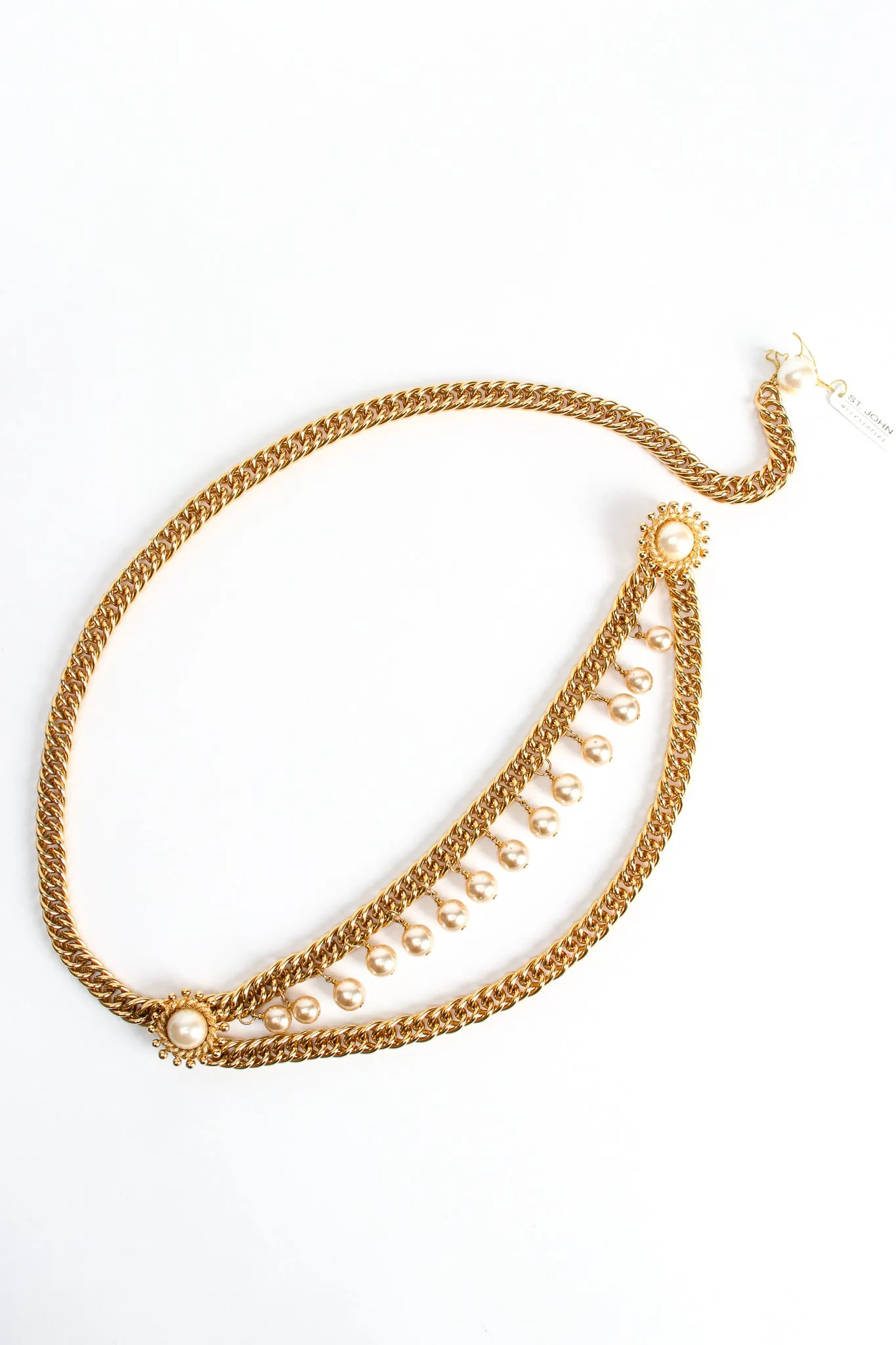 Draped Pearl Fringe Chain Belt
