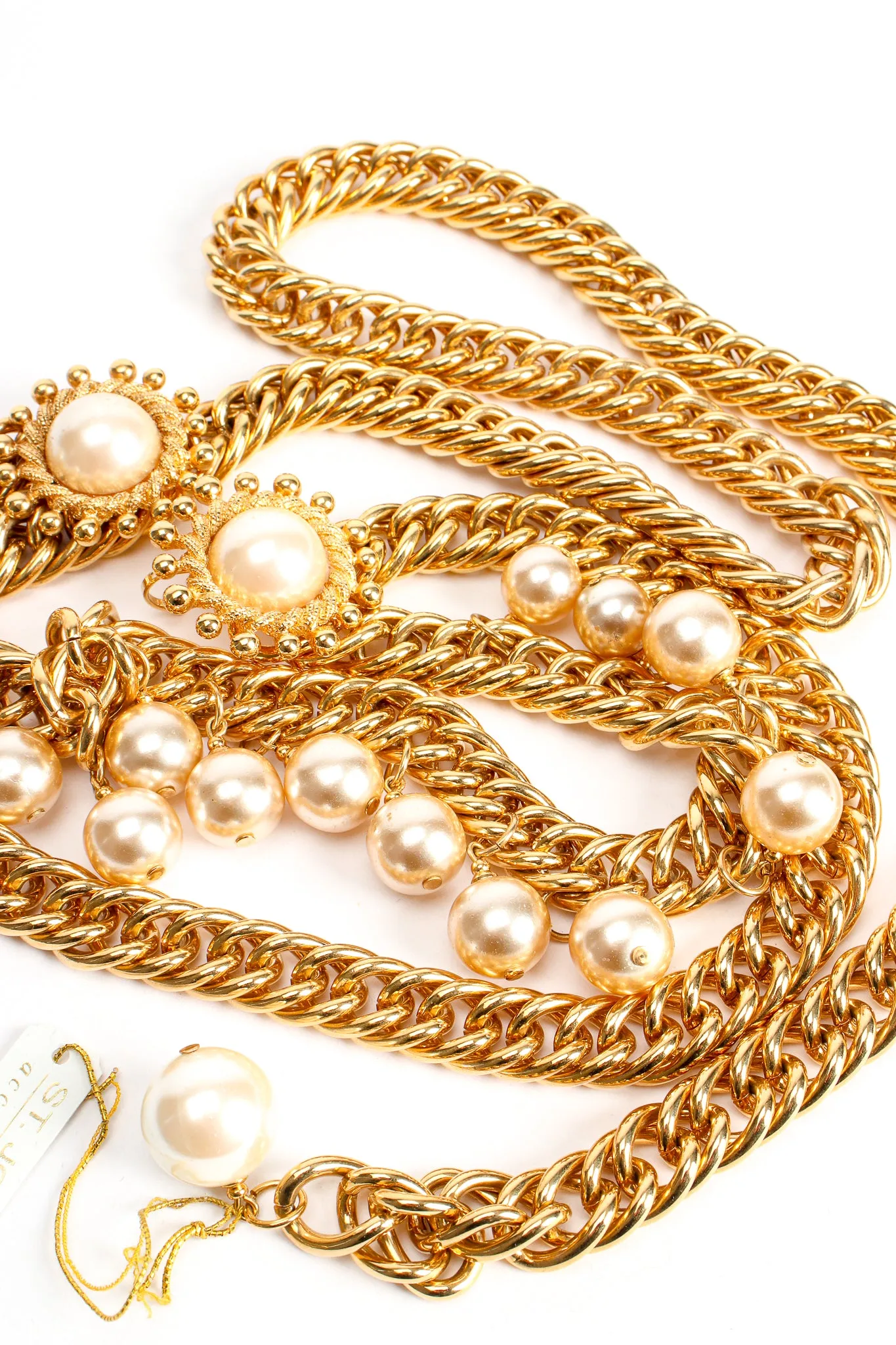 Draped Pearl Fringe Chain Belt