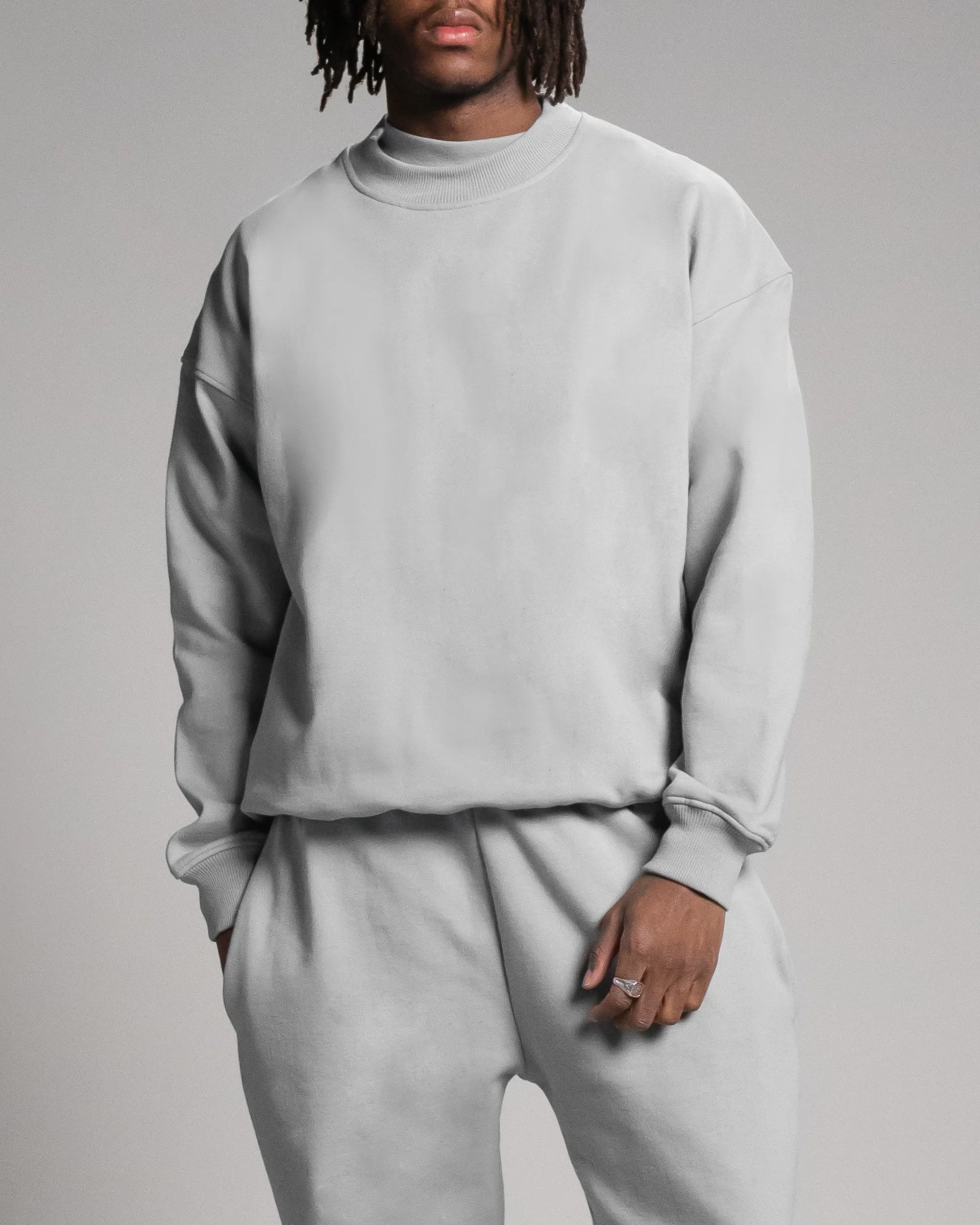 Drop Shoulder Crewneck - Stone
