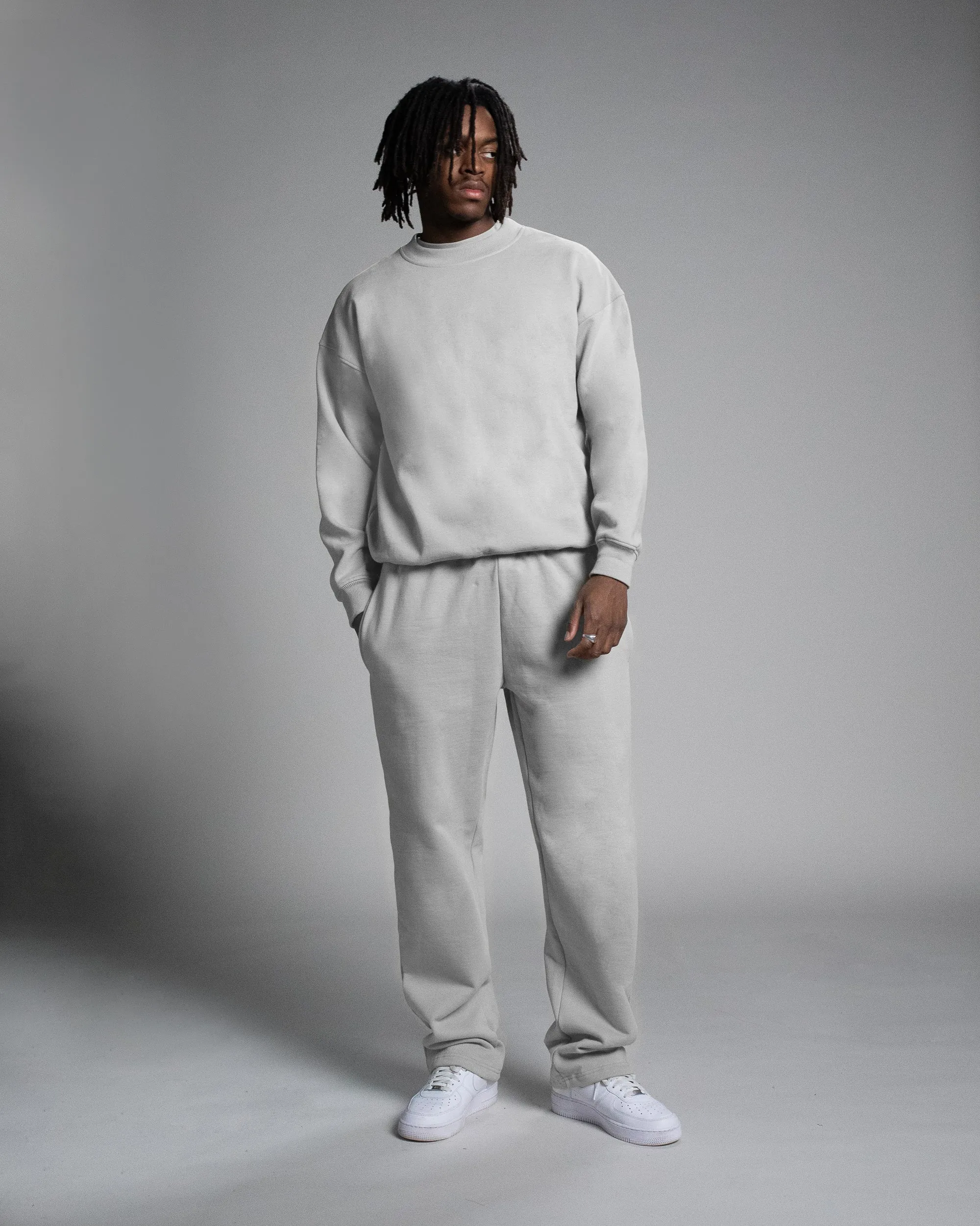 Drop Shoulder Crewneck - Stone