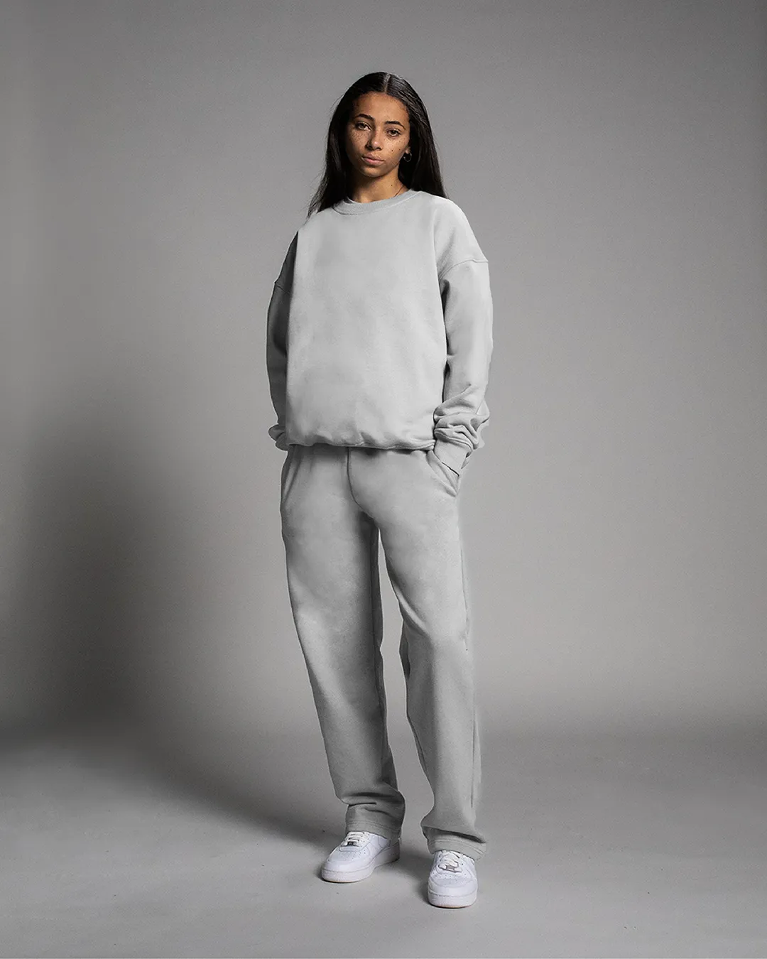 Drop Shoulder Crewneck - Stone