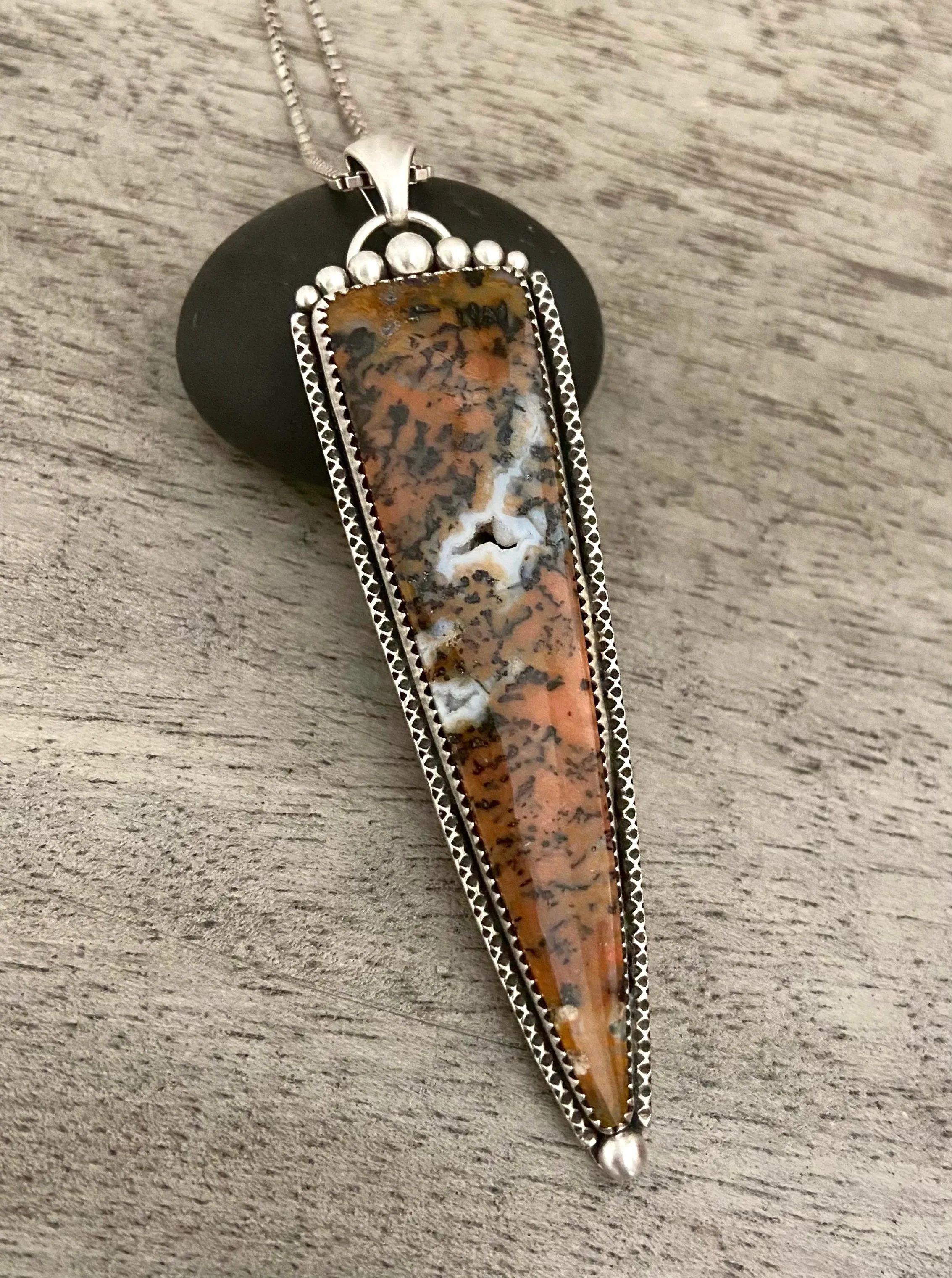 Druzy Honey Dendrite Dagger Pendant