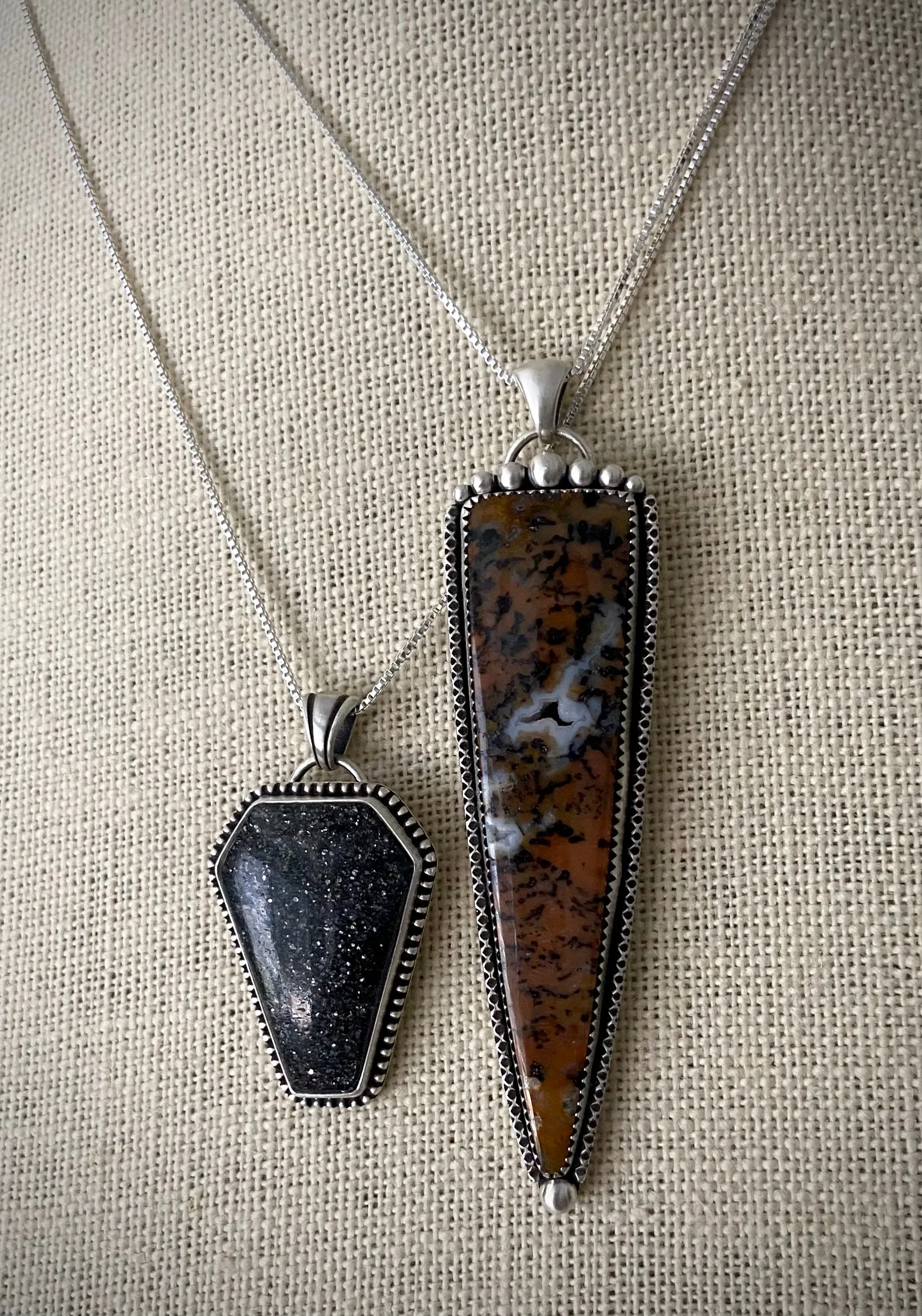 Druzy Honey Dendrite Dagger Pendant