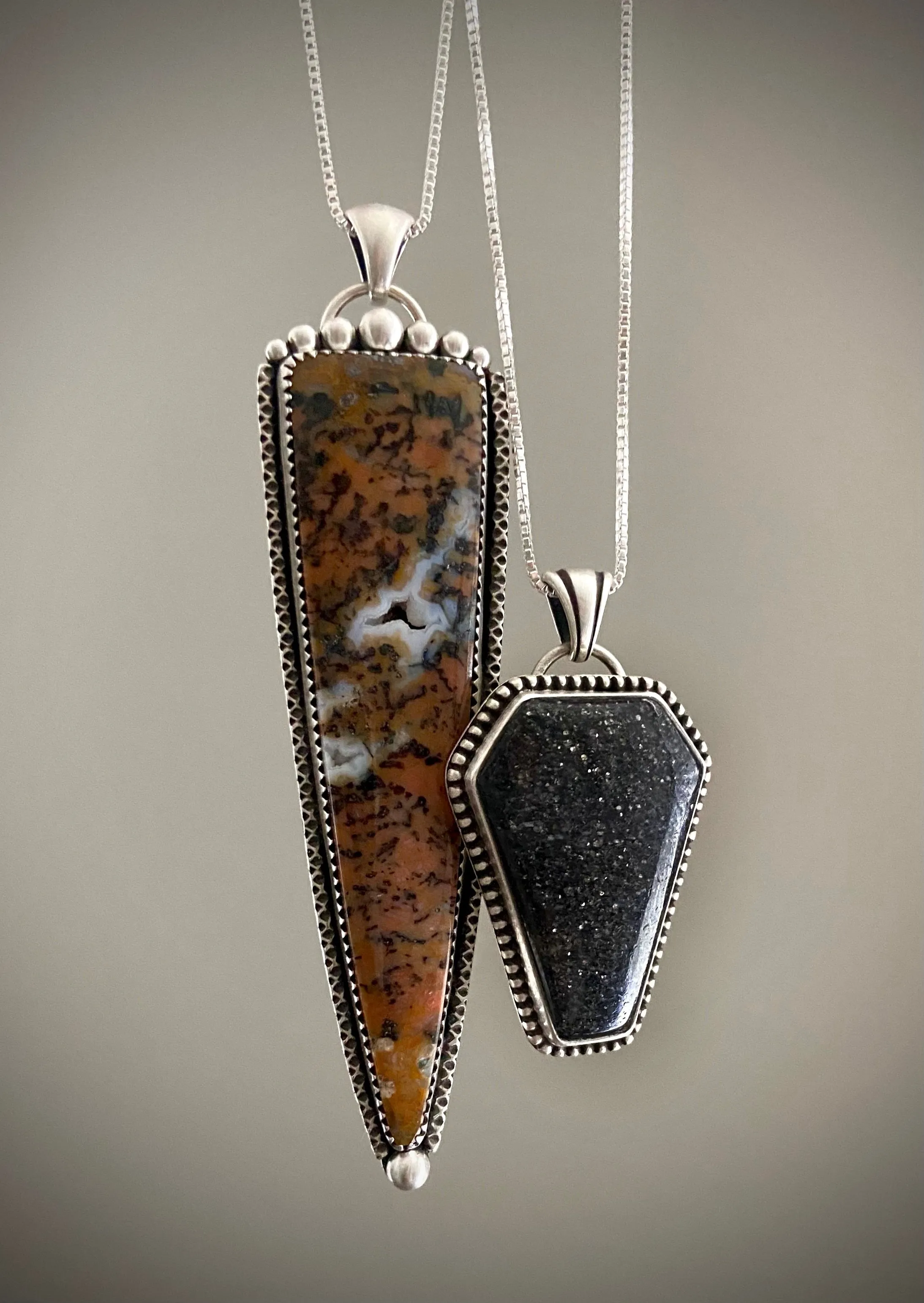 Druzy Honey Dendrite Dagger Pendant